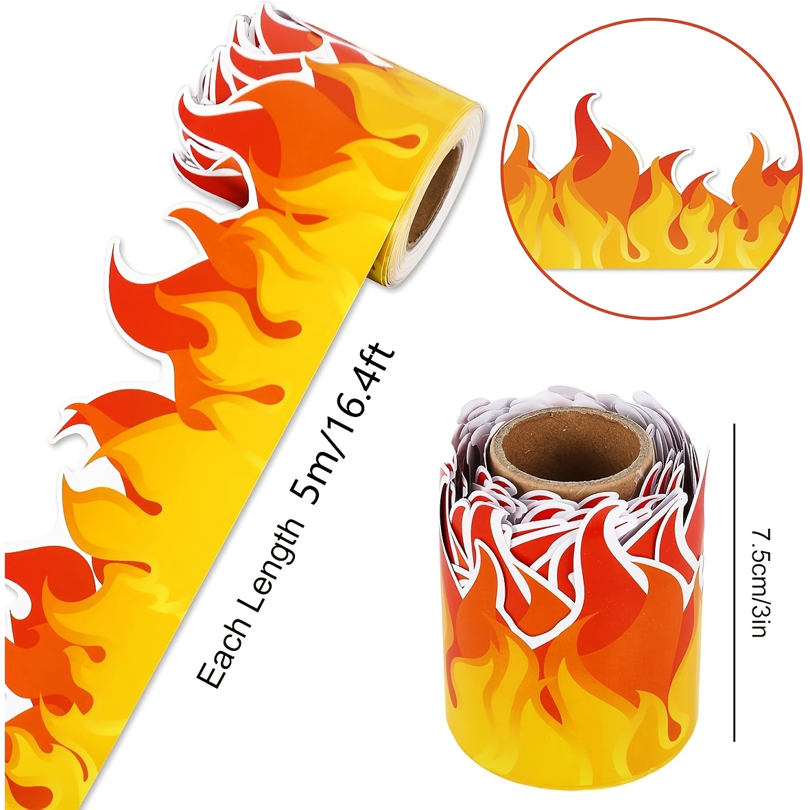 Image of Fire-themed Decorative Border Trim, 16.4ft Flame Cut-outs, All-purpose Paper Labels For Classroom, Bulletin Board, Party Decorations - English (pack Of 1)
