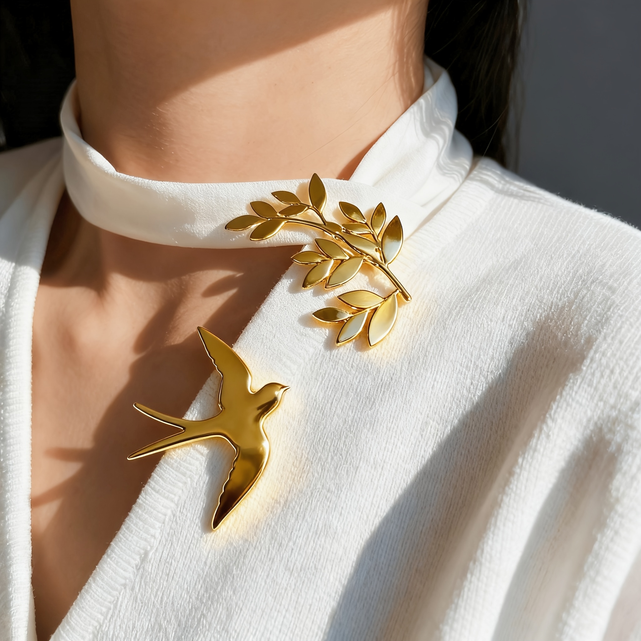 TEMU 2pcs Set -themed Brooch Set, Designed With Bird And Patterns, Featuring Mirror End, Easy And Elegant Artistic Style, Daily Wear, , Gifting, Or