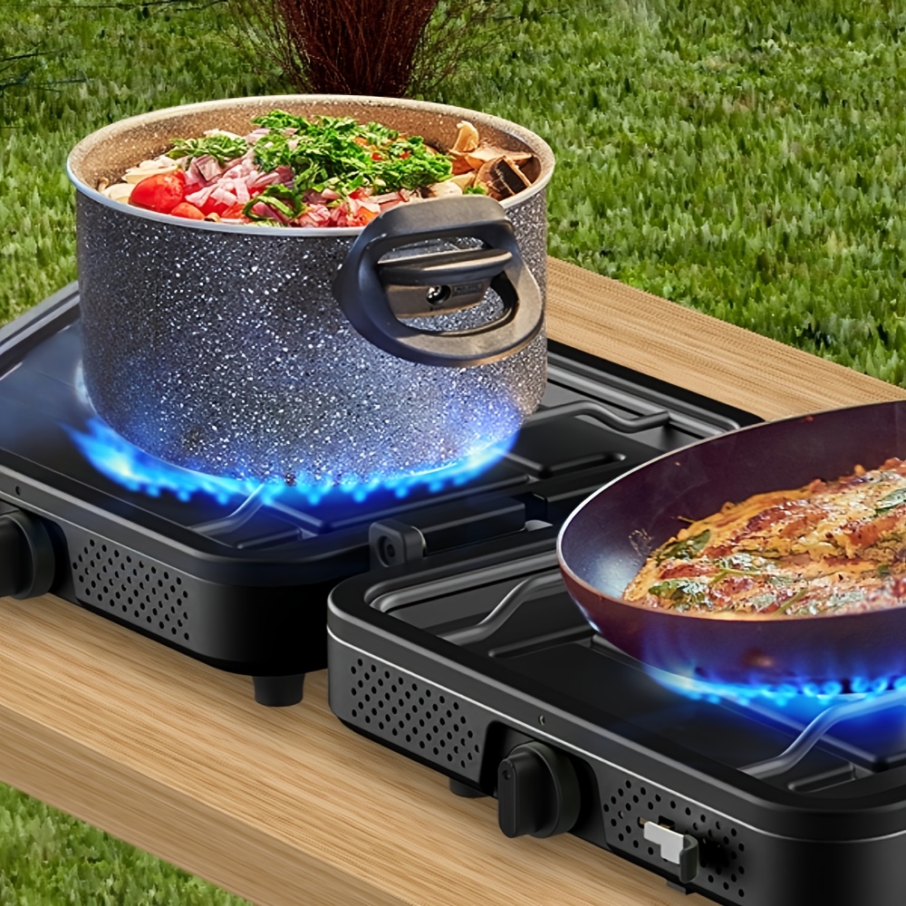 Réchaud Camping 2 Brûleurs Portable à Gaz Avec Allumage Piezo Et Mallette