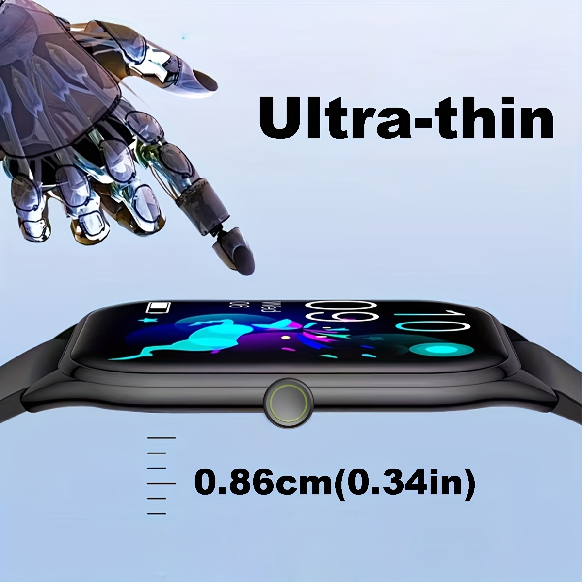Ultra-Thin Smartwatch with 5.08cm AMOLED HD Full Touch Screen