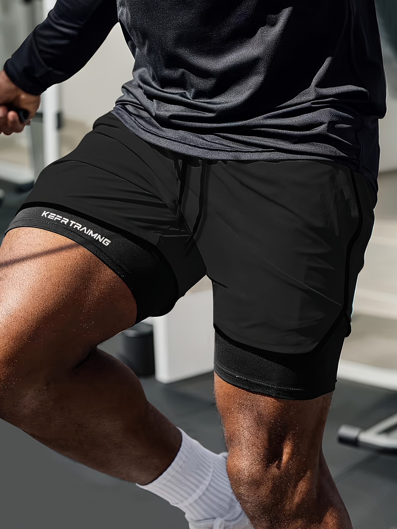 TOWMUS Gym Shorts Men Men's Solid Drawtring Running Shorts Reguard Fit Athletic Fitness Gym Workout Shorts With Pockets At Men’s Clothing Store