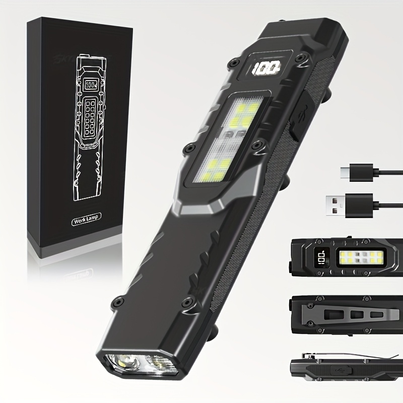1pc Rechargeable EDC Flat Flashlight, Warning Red Light, UV Light And White LED Combination Side Light, 1500   Portable  , Outdoor Emergency Work Triple  , Valentine S Day, Father S Day Gifts (  Exquisite Gift Box)