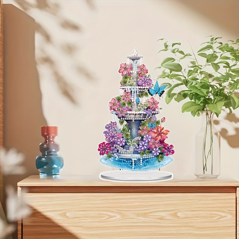 

irregular Gems" 5d Diy Diamond Painting Kit - Fountain Flower Design | Acrylic Gemstone Art For Home & Bedroom Decor