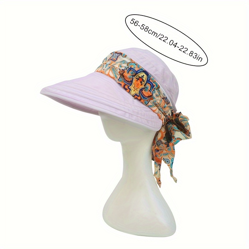 1pc Women's Summer Foldable Sun Hat, Fishing Hat, Wide Brim Face Shielding, UV Protection Outdoor Cycling Temu