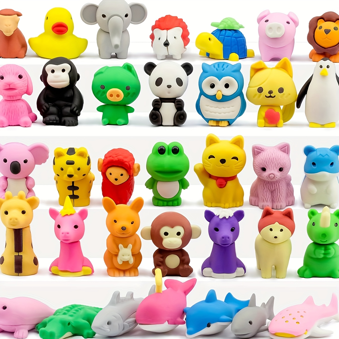 3D Children's Animal Eraser Set, 30pcs
