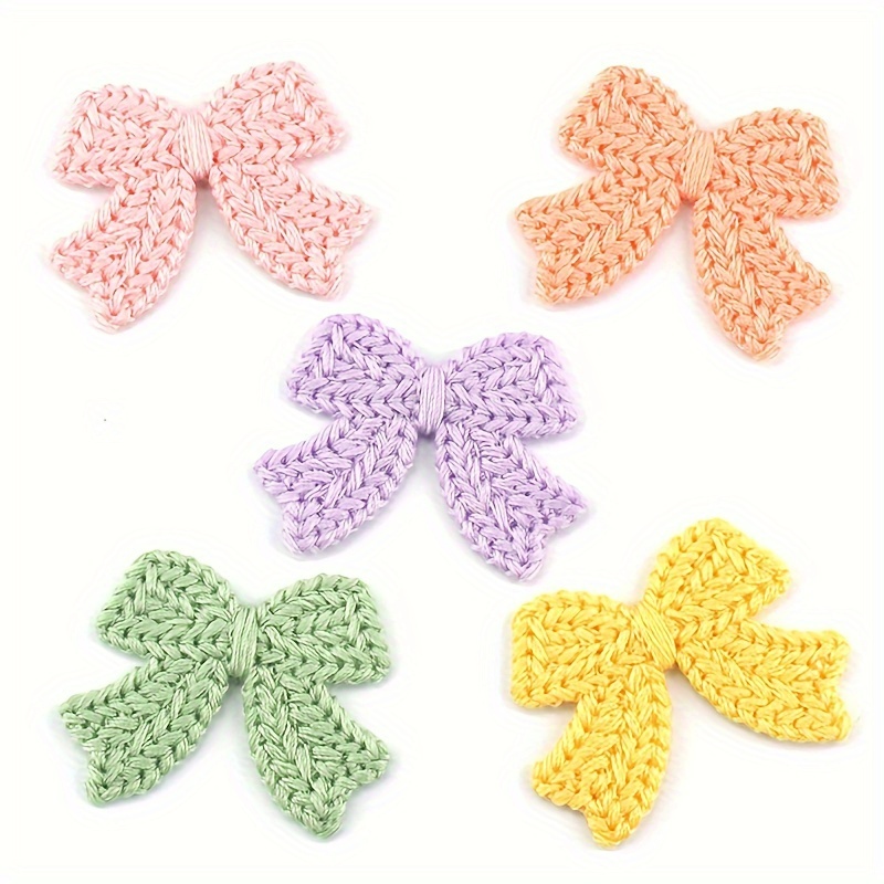 Image of 30pcs Embroidery Patches - Multicolor Sew-/-free Diy Bows Suitable For Clothing, Hair Accessories, Hats, Bags, Dolls - Cute Handmade Decoration For Crafting