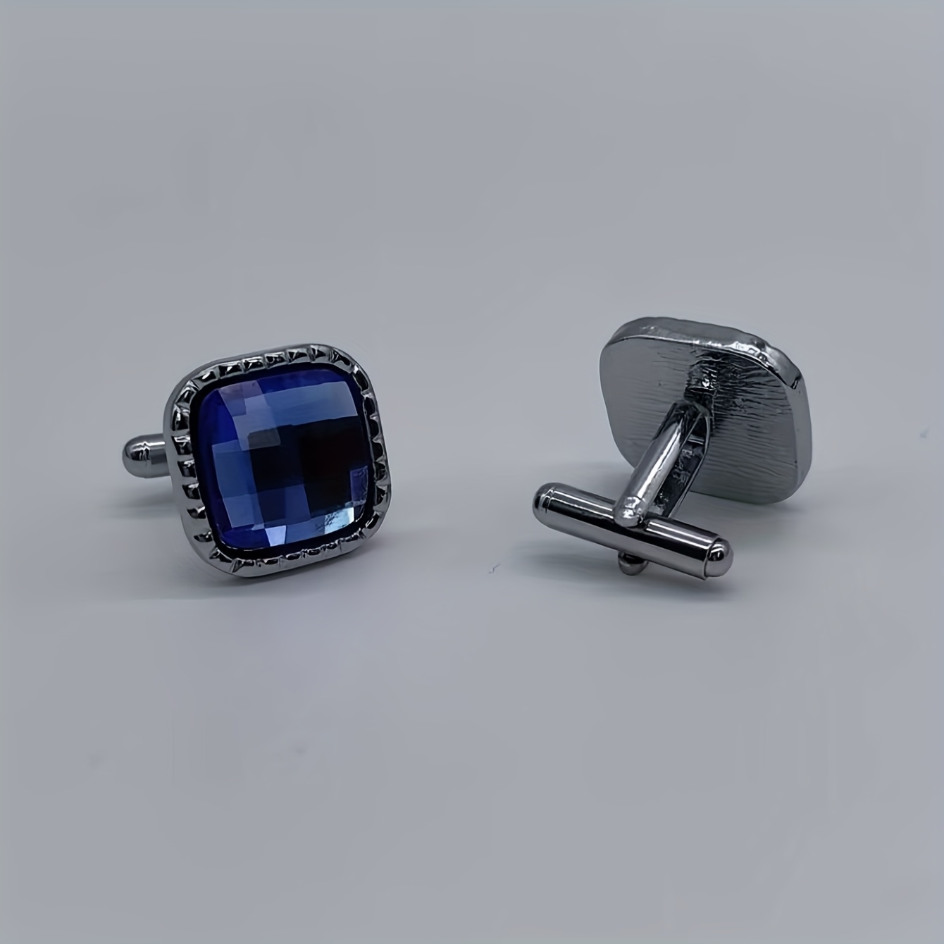 1 Pair Men's Cufflinks Shirt All-match Square Sapphire Crystal Inlaid Cufflinks
