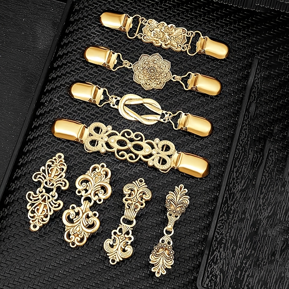 TEMU 8pcs Women&;s Sweater Shawl Clips, Dress Clips, Cape Clasps, Shawl Clips, Vintage Cardigan Clips, Vintage Cape Shawl Pins, Back-tie Shawl Shirt