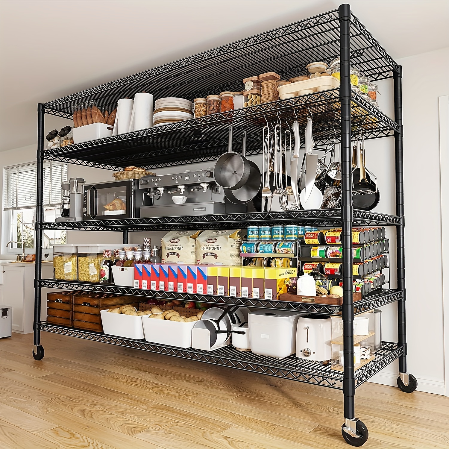 

Reibii 85.7" H Shelves 3000lbs 5 55.5" W Duty Metal Shelves For 85.7" H X 55.5" W X 24.2" D