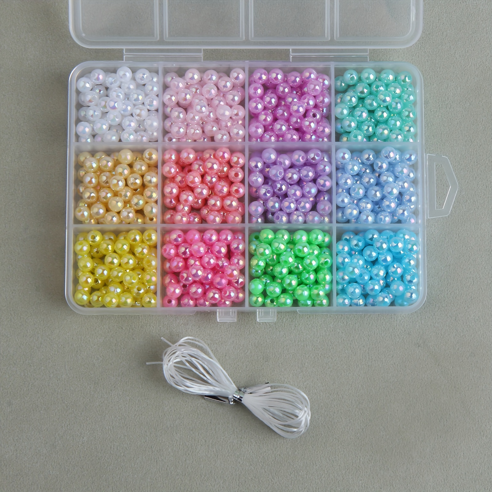 Image of A Set Of Approximately 720 Colorful 6mm Beads In 12 Compartments, Perfect For Jewelry Additions Like Bracelets, Necklaces, Phone Chains, And Bag Materials