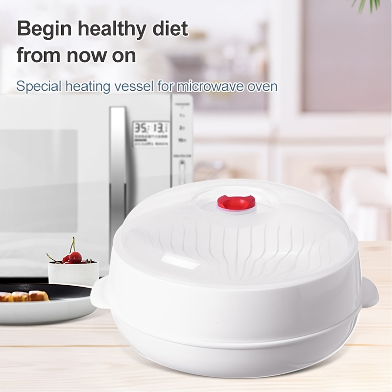 

Microwave Steamer For Healthy Cooking With Hollow Steaming Tray, Pp5 Material, Water Storage Base And Transparent Lid