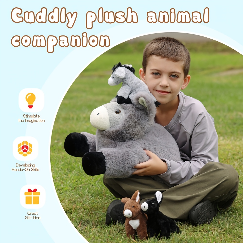 MorisMos Large Donkey Stuffed Animal with Baby
