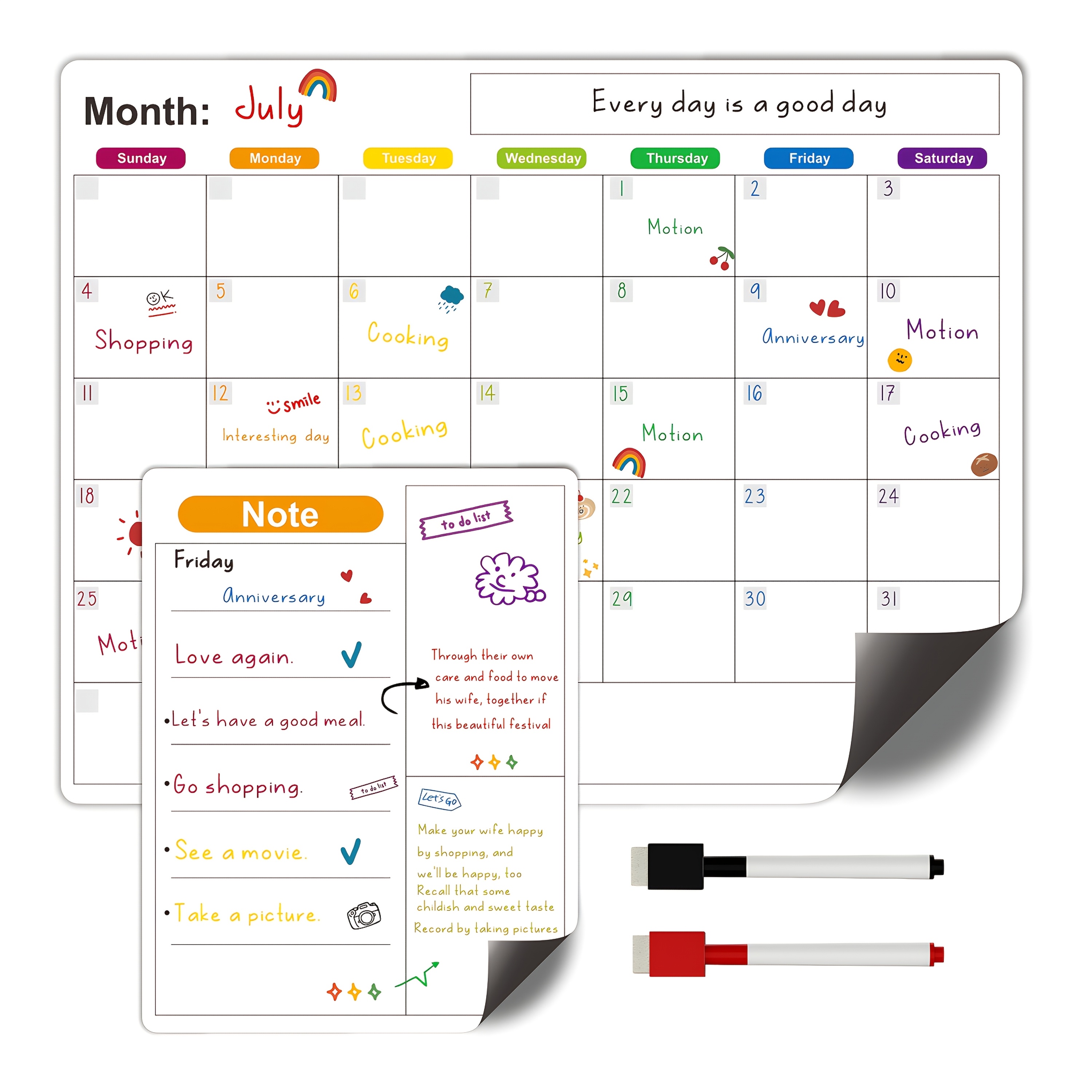 TEMU Fridge Calendar Dry Erase Magnetic Calendar For Fridge, Calendar For Fridge Magnetic White Board, Refrigerator Calendar Whiteboard For Fridge,