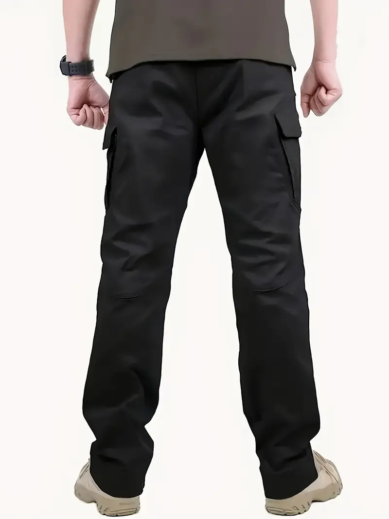 pantalones tácticos de carga para hombre estilo militar con múltiples bolsillos, cintura ajustable en poliéster no elástico, ropa casual para | uso exterior y /otoño 3