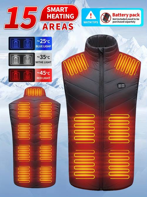 mens usb rechargeable smart heated vest 15 heating zones usb powered smart electric heating adjustable temperature settings winter outdoor gear a fashionable and practical heated jacket