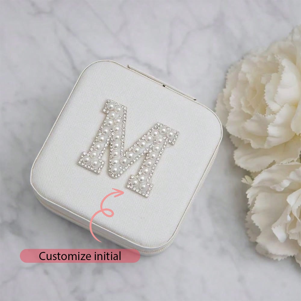 TEMU Personalized White Jewelry Box With Custom Initials - Weddings, Engagements, Bridal Showers, Bachelorette Parties & Special Occasions - Elegant