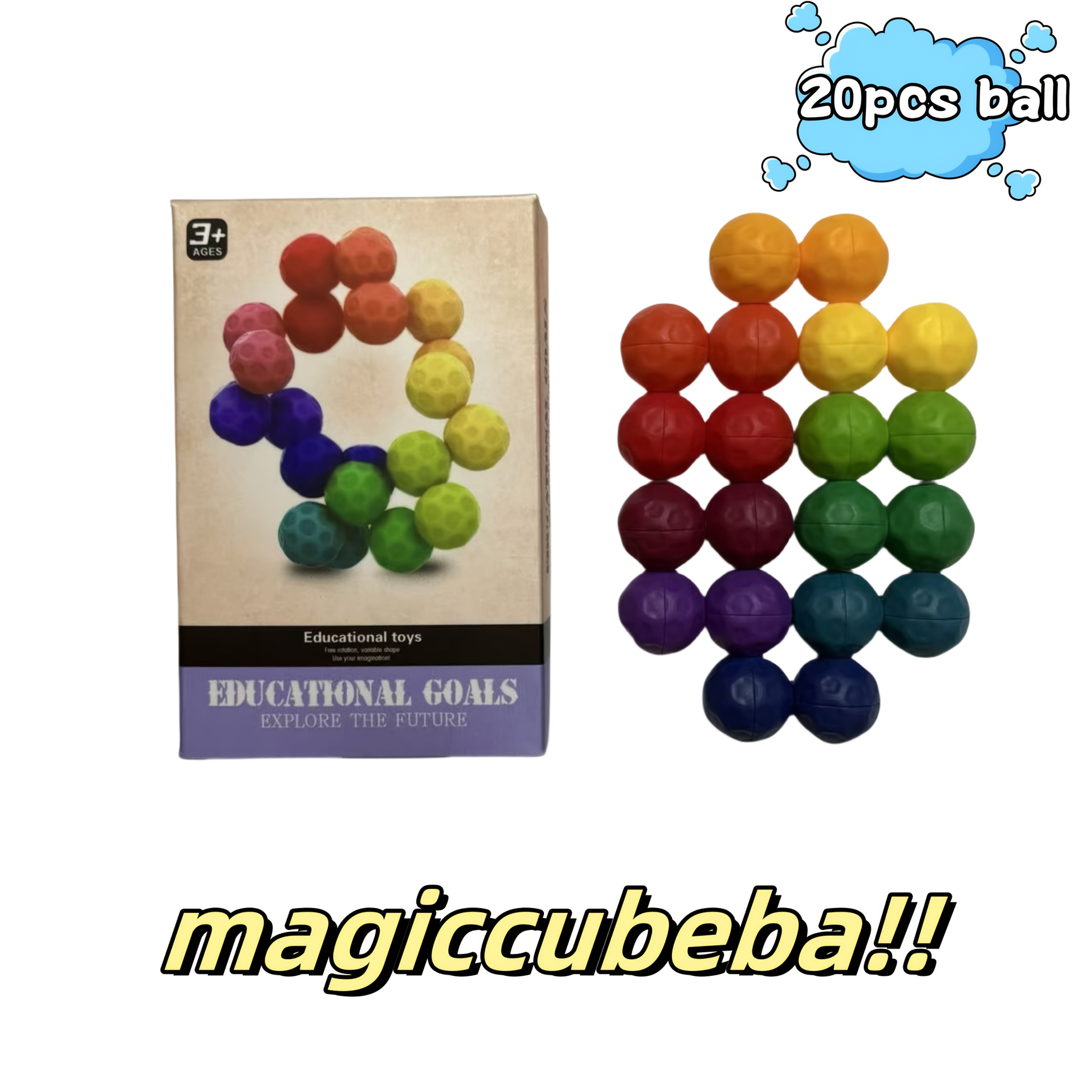 Image of New Football-shaped Magic Cube Ball - 3d Puzzle Diy Magic Building Cube, Multicolor Educational Brain Teaser Toy Suitable For &, Christmas Gifts, Classroom Prizes, Party Favors