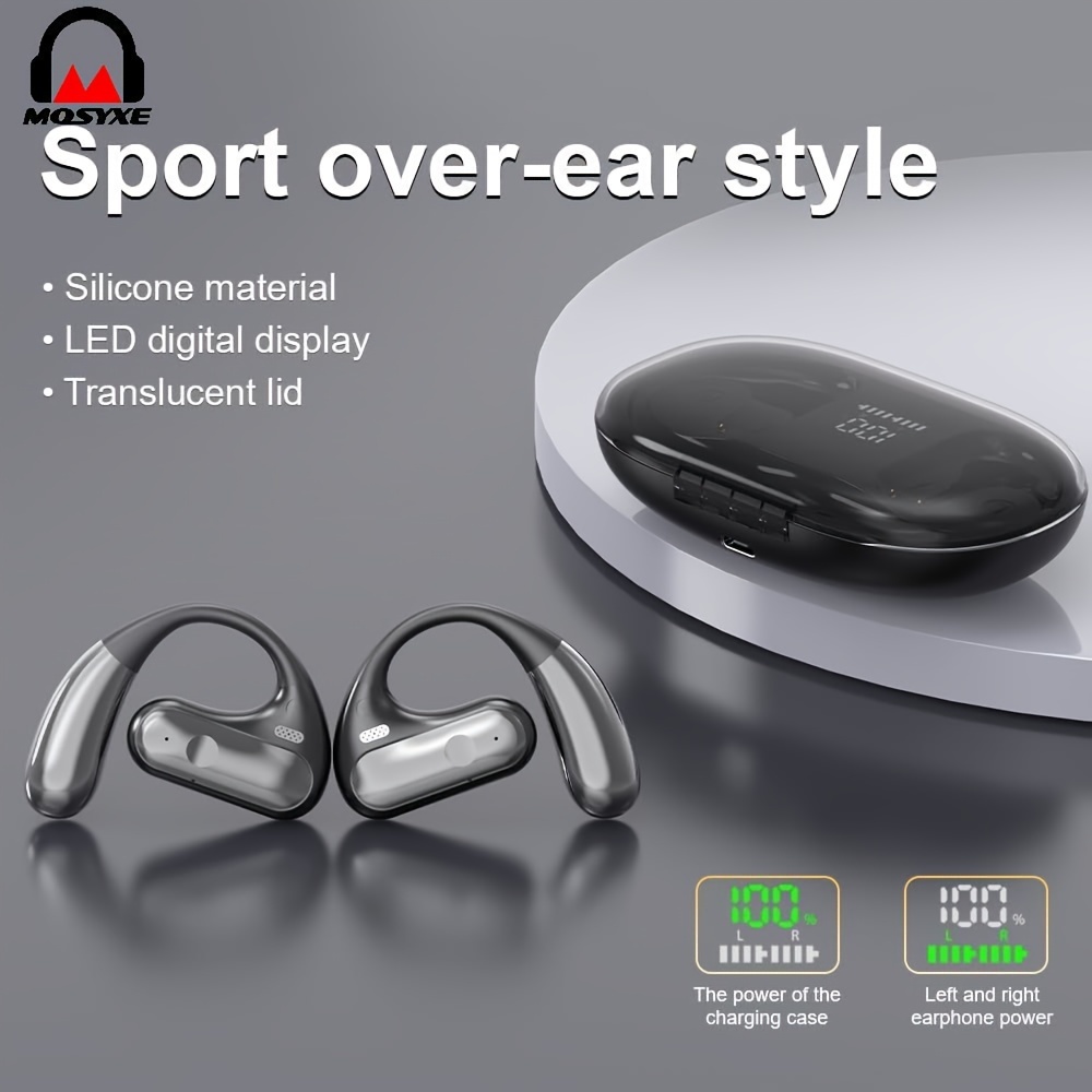 

Mosyxe Wireless Earbuds Open Earbuds Qws Earbuds Wireless 5.3 Earbuds Balance Sound, Digital Display Charging Case Black