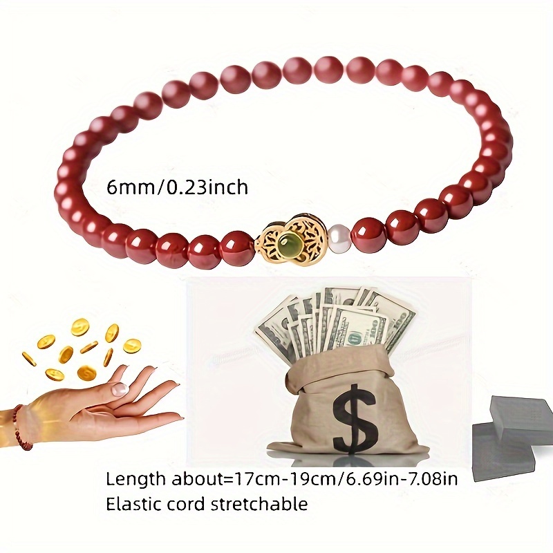 

1pc Calabash Cinnabar Bead Bracelet, Lucky Amulet Bracelet Attract Lucky Wealthy Bracelet, Gift For Women/men, Bracelets For Health, Luck, Prosperity And Protection