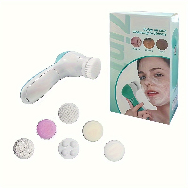 

7 In 1 Electric Facial Cleansing Brush Scrubber Electric Exfoliating Spin Cleanser Device Deep Cleaning Exfoliation Rotating Spa Machine - Electronic Wash Spinning System