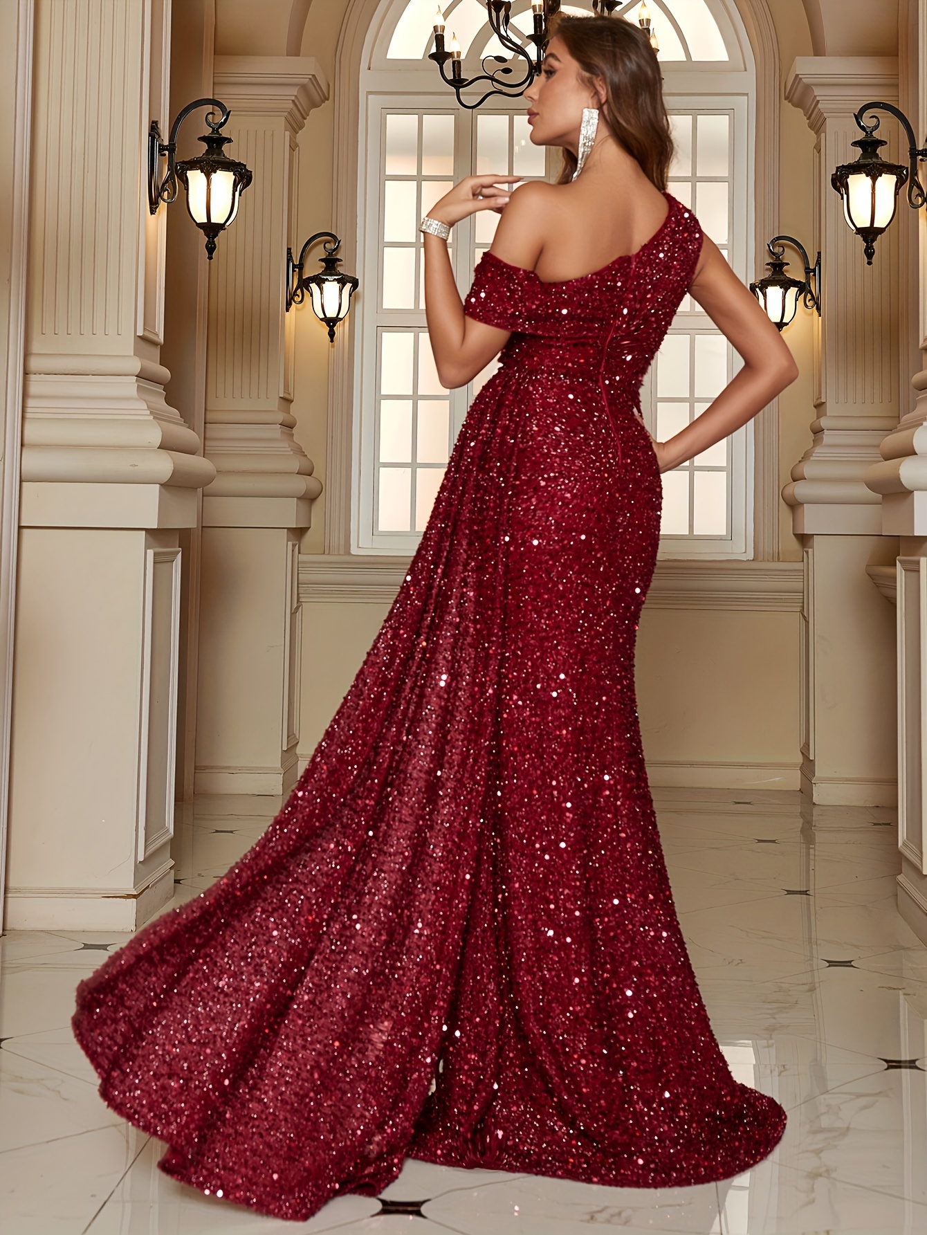 Prom Gown Christina Wu Sequin Dress HGps8w Off Shoulder Sequins Maxi Dresses  For Women Ball Gown