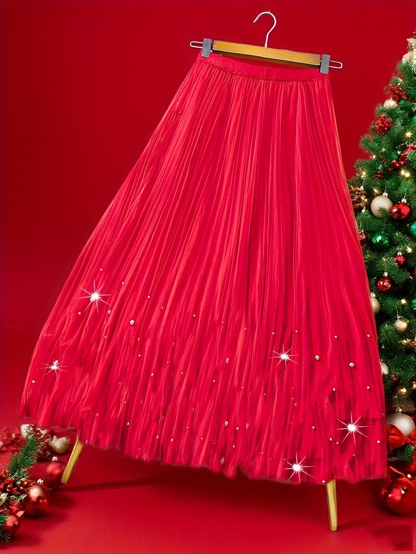 Navidad Falda De Tul Roja Mujer Conjunto Reno Festivo Mujer Falda
