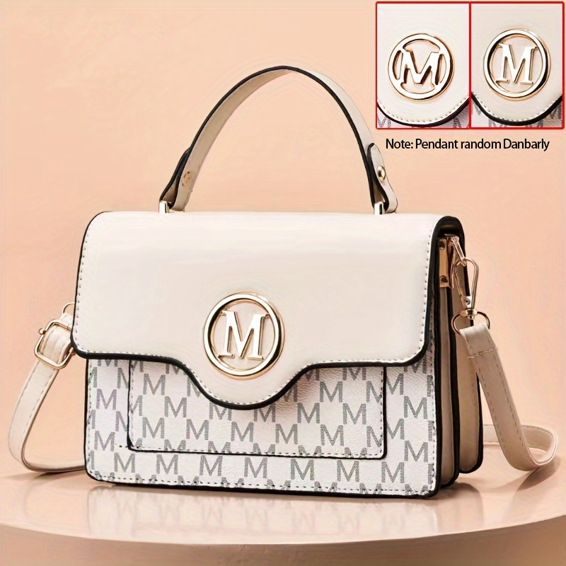 

Trendy Letter Print Handbag, Women's Mini Crossbody Bag, Elegant Top Handle Square Purse
