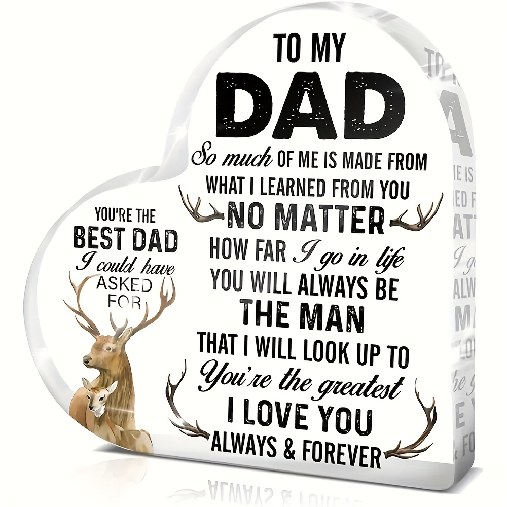 TEMU Cadeaux de Papa de la Part de sa Fille ou de son Fils, Cadeaux pour Papa pour Anniversaire, Noël et la Fête des Pères, Panneau en Acrylique