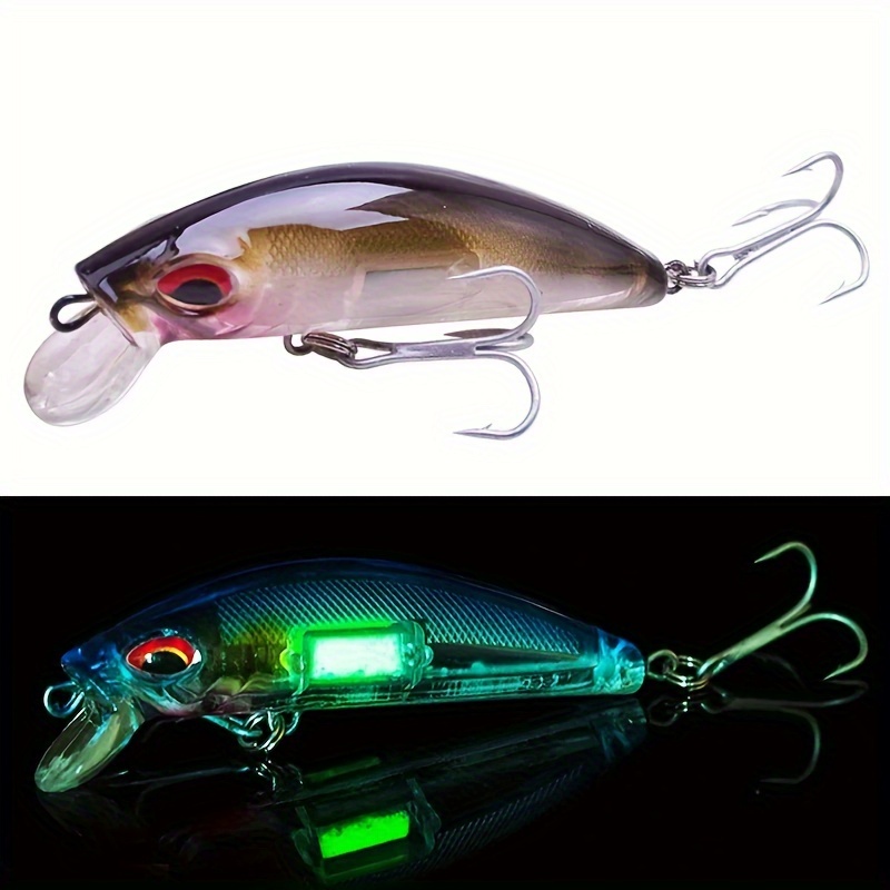 

1pcs Luminous Minnow Fishing Lures 9cm/3.54in 3d Eyes Night Fishing Bait Artificial Hard Crankbaits Wobblers With Hook Pesca
