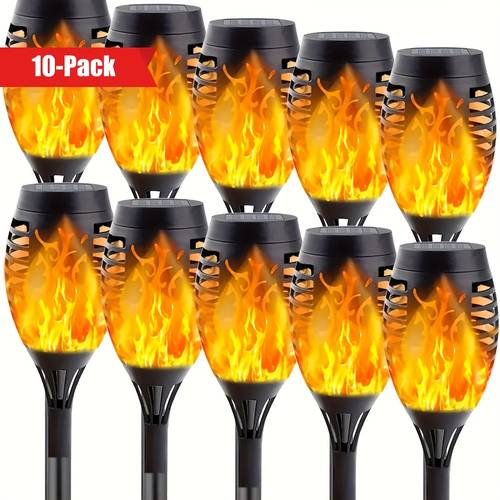 10 pack realistic flickering flame solar lights outdoor durable solar powered garden decor with automatic dusk to photocell technology for patio landscaping backyard ambiance construction landscape lighting landscape designers