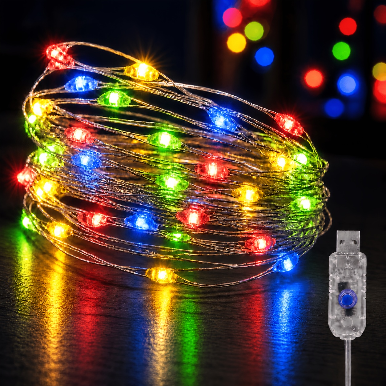 TEMU 1 pz 20M/65.62Ft 200 LED Luci Stringa da Interno Alimentate tramite USB, Decorazioni LED Fatate per Albero di Natale di Halloween, , Mantelpi癡,