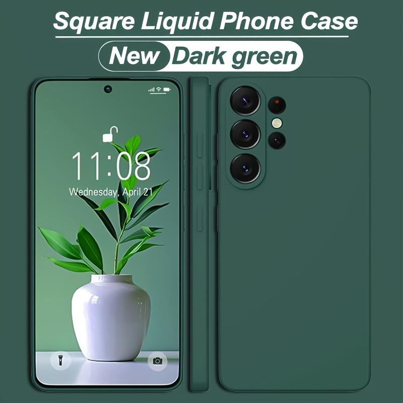 TEMU Phone Case: 2pcs Set (1 Phone Case With 1 Cleaning Bag) Made Of Soft Liquid Material, Providing And Border Cushioning, Suitable For For Galaxy