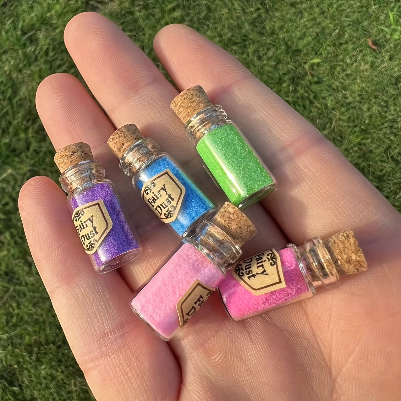 

5pcs Miniature Glitter Bottles - Sparkling Magic Dust In Assorted Colors, With Corks For Birthday, Carnivals, Christmas, Fairy-themed Parties - For Ages 14+