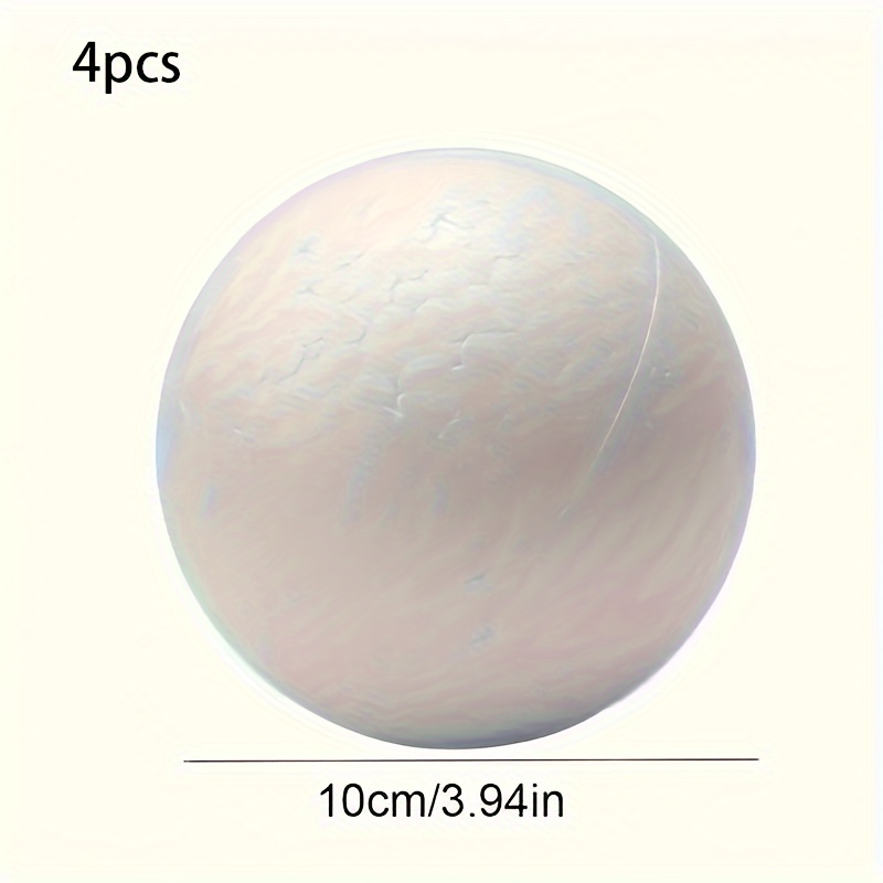 TEMU 4pcs 10cm/3.94in White Balls, Made Of Polystyrene Material, Suitable For Craft Projects, Art, Handicrafts, Home, Party Decorations, Painting,