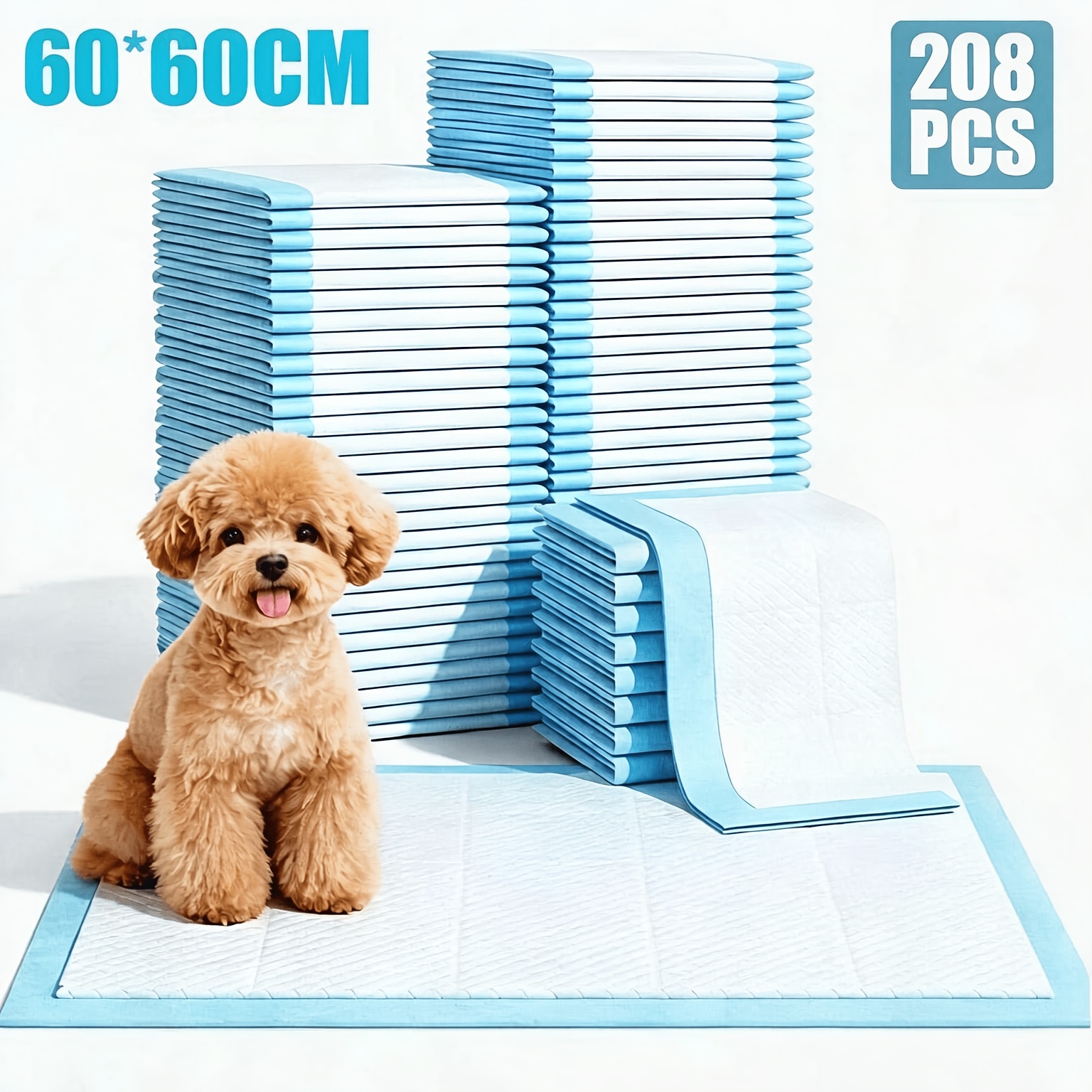 Image of 208pcs Dog & Urine Pads Suitable For Room , Odor Neutralizing Absorbent Liners, Diaper Change, Puppy Training, For, For Wetting Accidents, Neutral Odor Eliminator For Use