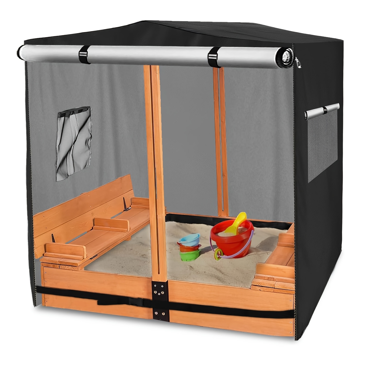 

Housse de en Bois pour Enfants - Étanche & Résistante aux UV, Convient aux Pliable & à Auvent, Tissu en Polyester Noir avec Fermeture Éclair