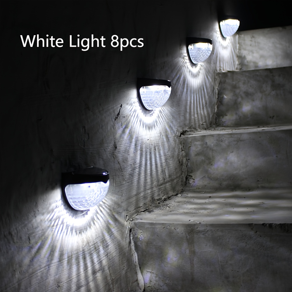 Solar-powered 6-led Semi-circle Fence Light, Outdoor Light And Shadow Night Light, Black And White Wall , Stair Light - 5pcs, 8pcs