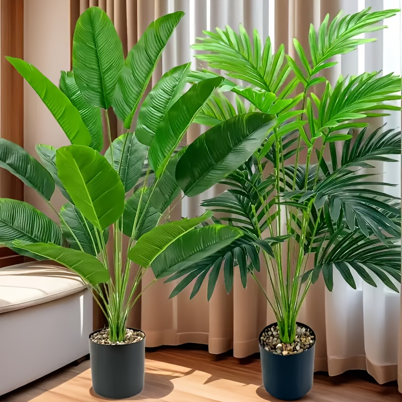 2pcs Planta Artificial de Palmeira - Ideal para Decoração de Casa de Primavera / Verão, Sala de Estar, Escritório - Sem Vasos