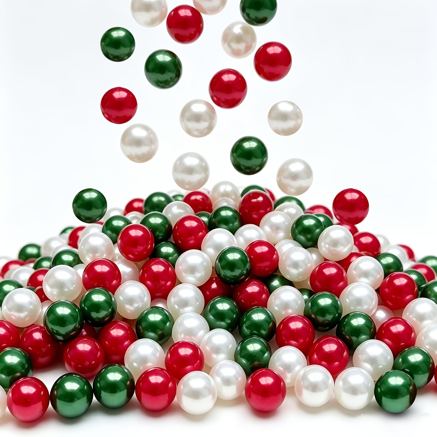 TEMU 222pcs Garnitures de vase de Noël Perles artificielles Poire Blanc Perles adaptées pour Noël, Mariage, Décoration de table, Fête, Artisanat,