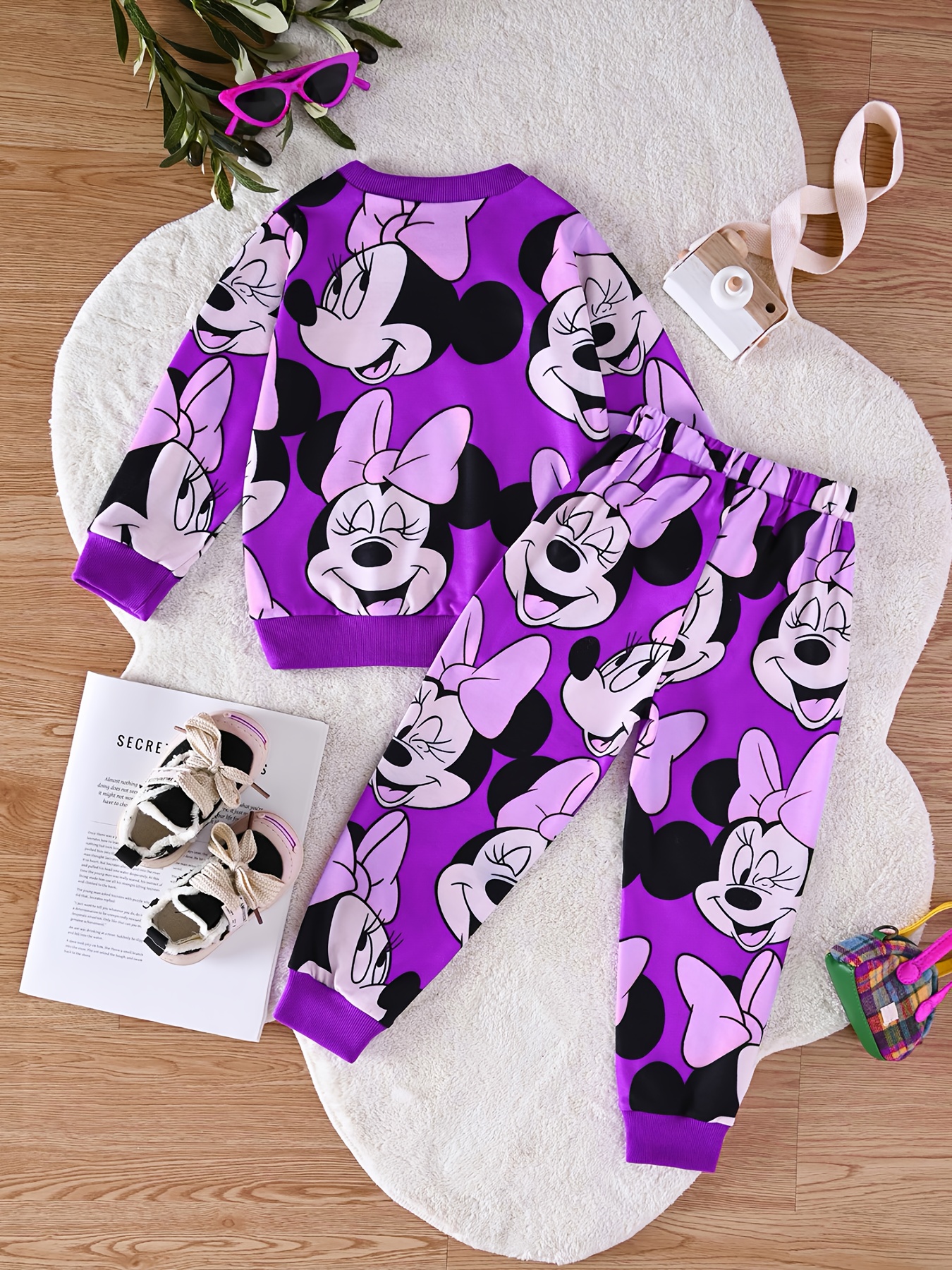 Officiële Disney Mickey Mouse Print Meisjes Lange Mouw Hoodie & Jogger Set - Rekbare Casual Herfst/Winter Outfit met Elastische Tailleband