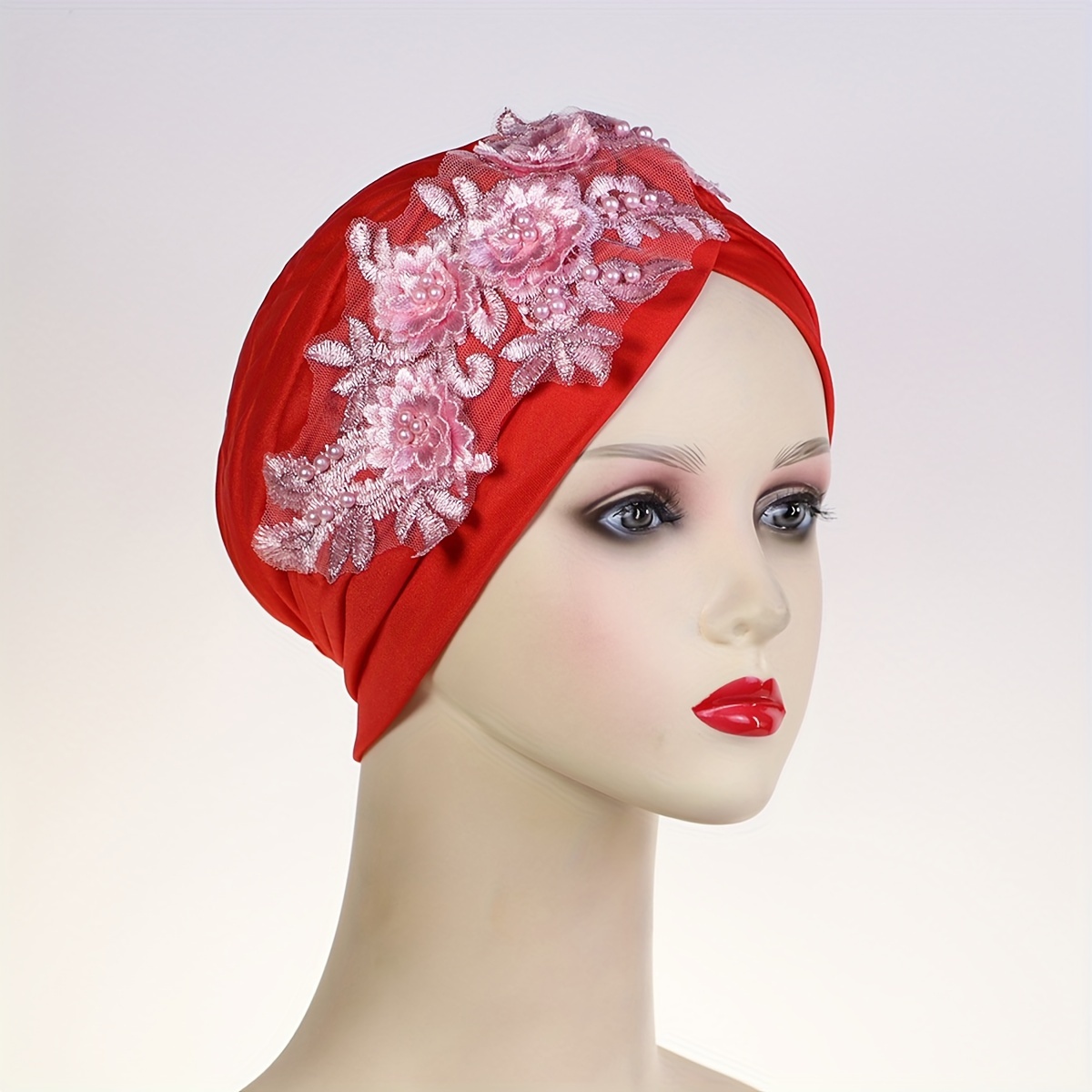 Handmade ladies turbans Red Head Wrap Turban Womens | Turban Basic - Red | Turbans  main image 2