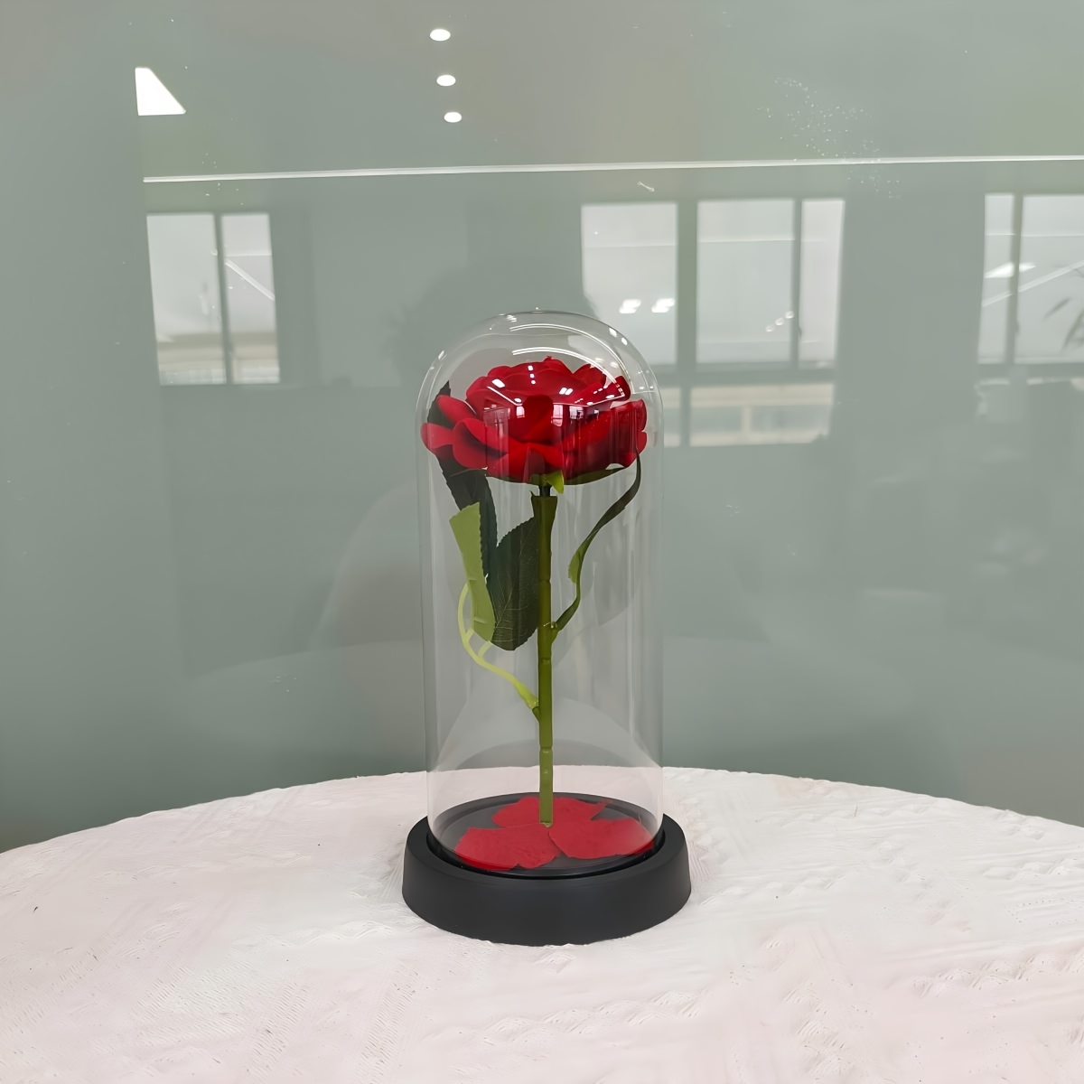 TEMU 1pc, Ornement de fleur éternelle de simulation de , Scène florale de rose, Décoration de bureau , Chambre à coucher, Salon, Bureau, Ornements de