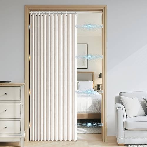 1 dikke magnetische opvouwbare douchegordijn - zwaargewicht rimpeldesign, gestreept & eenvoudig te installeren oogjesbovenkant, modern badkameraccessoire, multifunctionele ruimtescheider, minimalistische , vochtbestendig, wasbaar, handige oogjesinstallatie, scheidingsgordijn