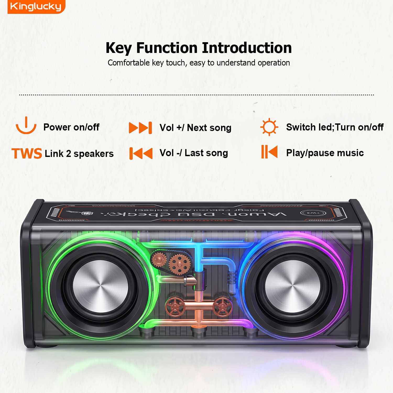 Kinglucky Portable Wireless Speaker, Wireless Heavy Bass Speaker... product image 2