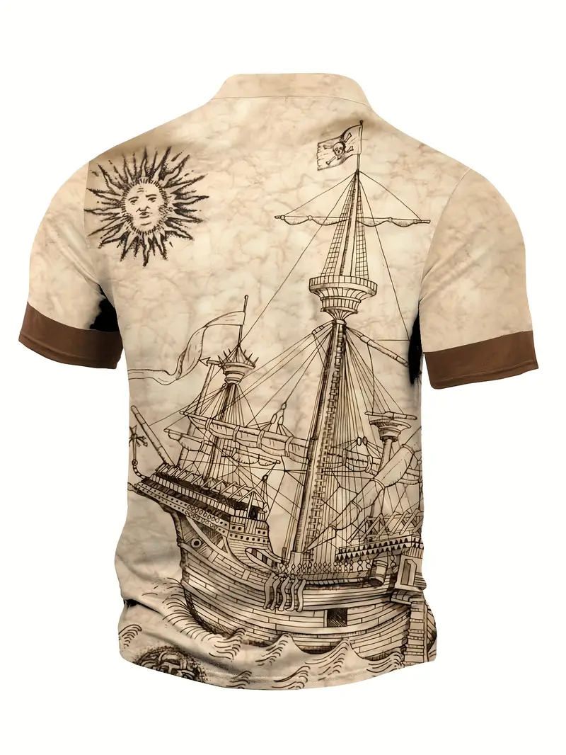 pattern mens vintage short sleeve stand collar lace up henley shirt suit for details 1