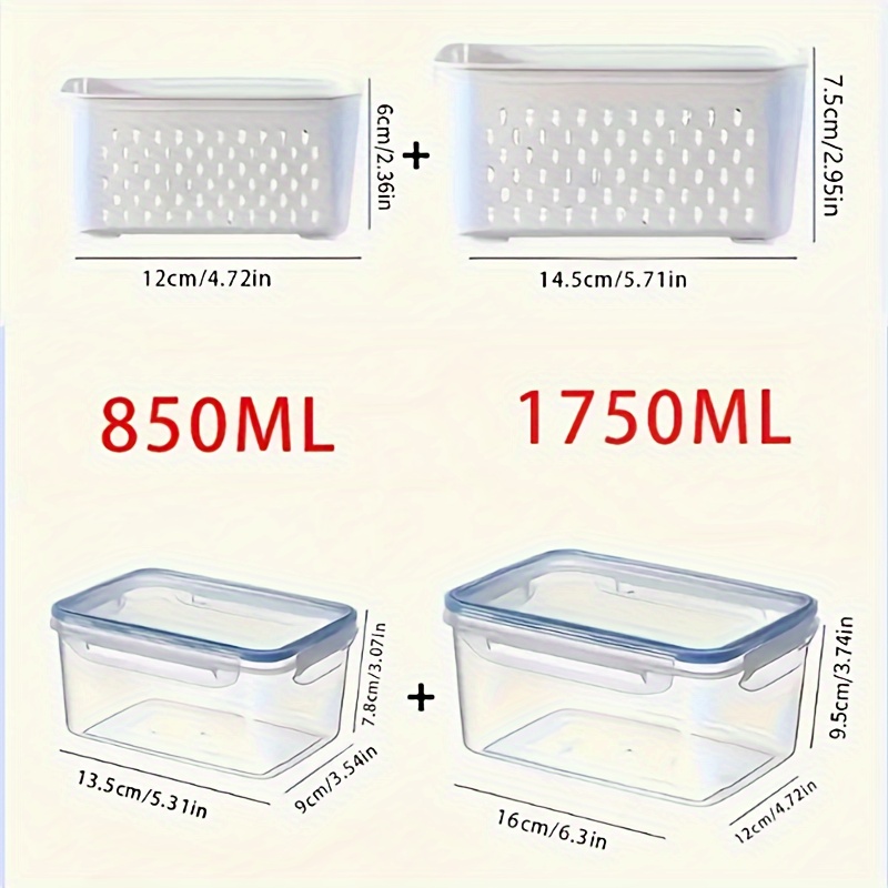 TEMU 4pcs Set: Leak-proof & Bpa-free Food Storage Containers - 2-layer Airtight Design For Prep, Reusable & Stackable Kitchen Organizers For Fruits, Vegetables, Meat & Grains