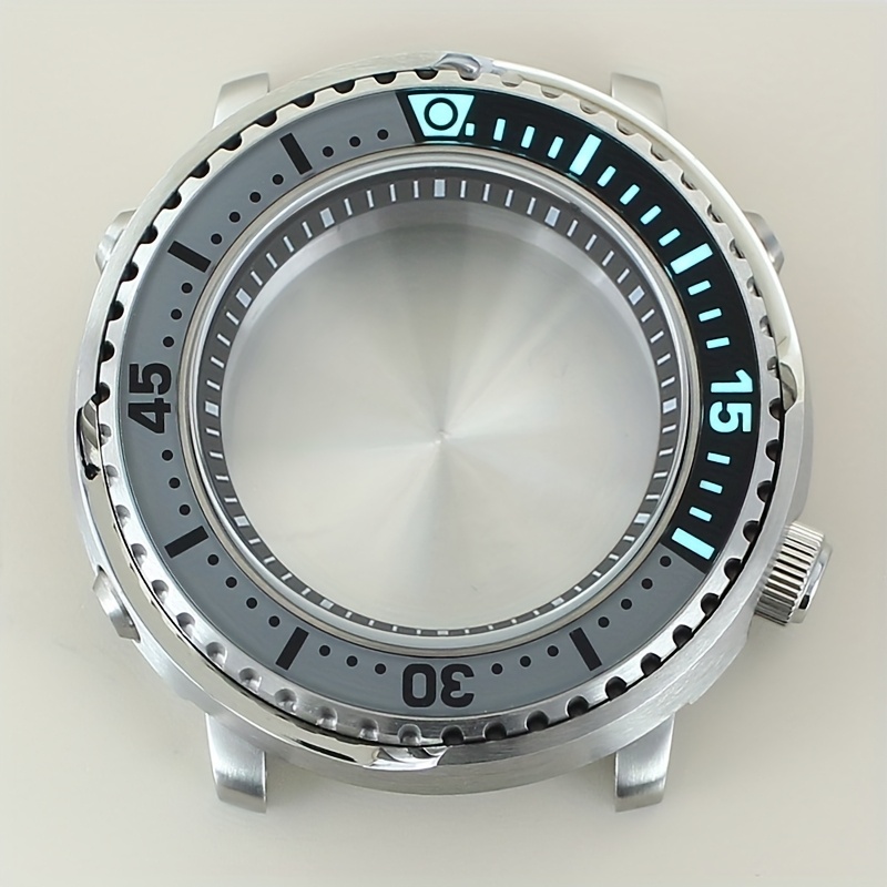 TEMU 43.3mm Men's Watch Case Designed Like A Tuna Can, Made Of 316l Stainless Steel, Compatible With , , , And Nh38 Movements, Featuring A 10atm