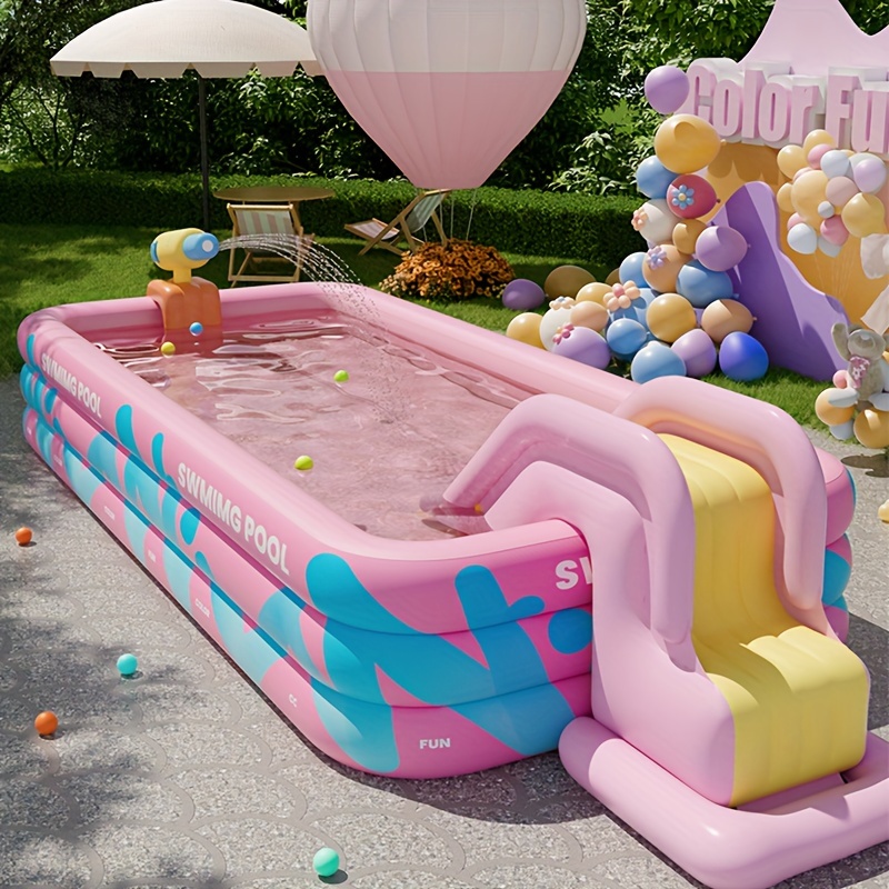 

170cm/66.92in Large Inflatable Swimming Pool For Home Use - Pvc Material, Multiple Components, No Electricity Required