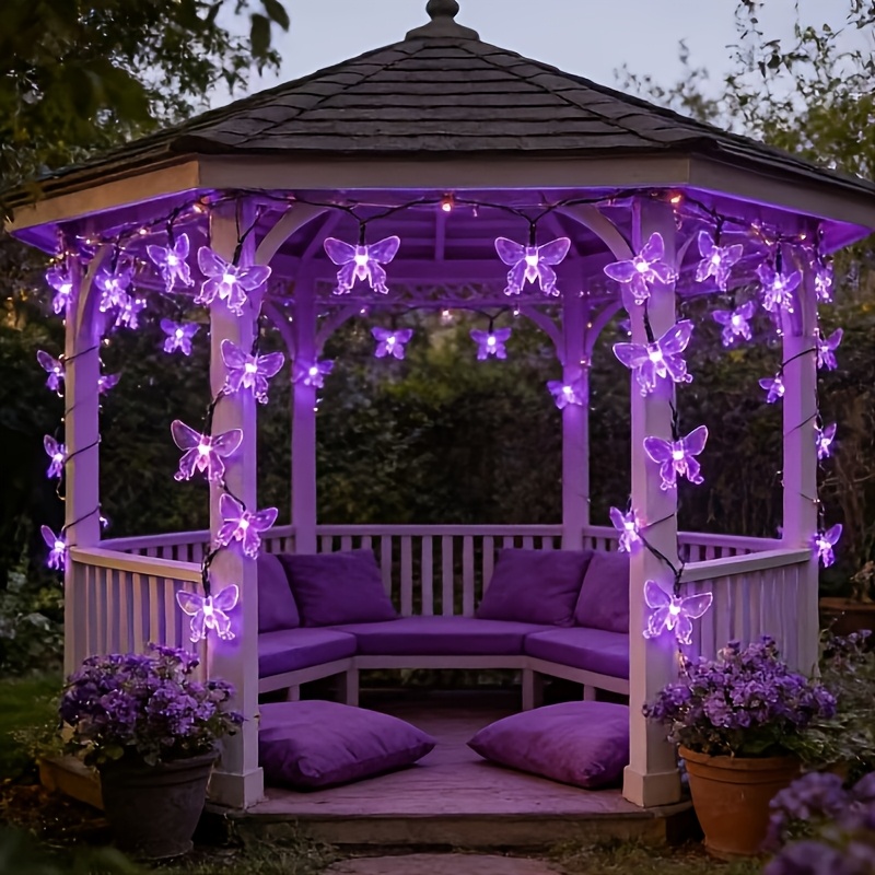 solar purple   string lights outdoor garden decorative lights 8 mode ambient colorful lights tree hanging festival night light