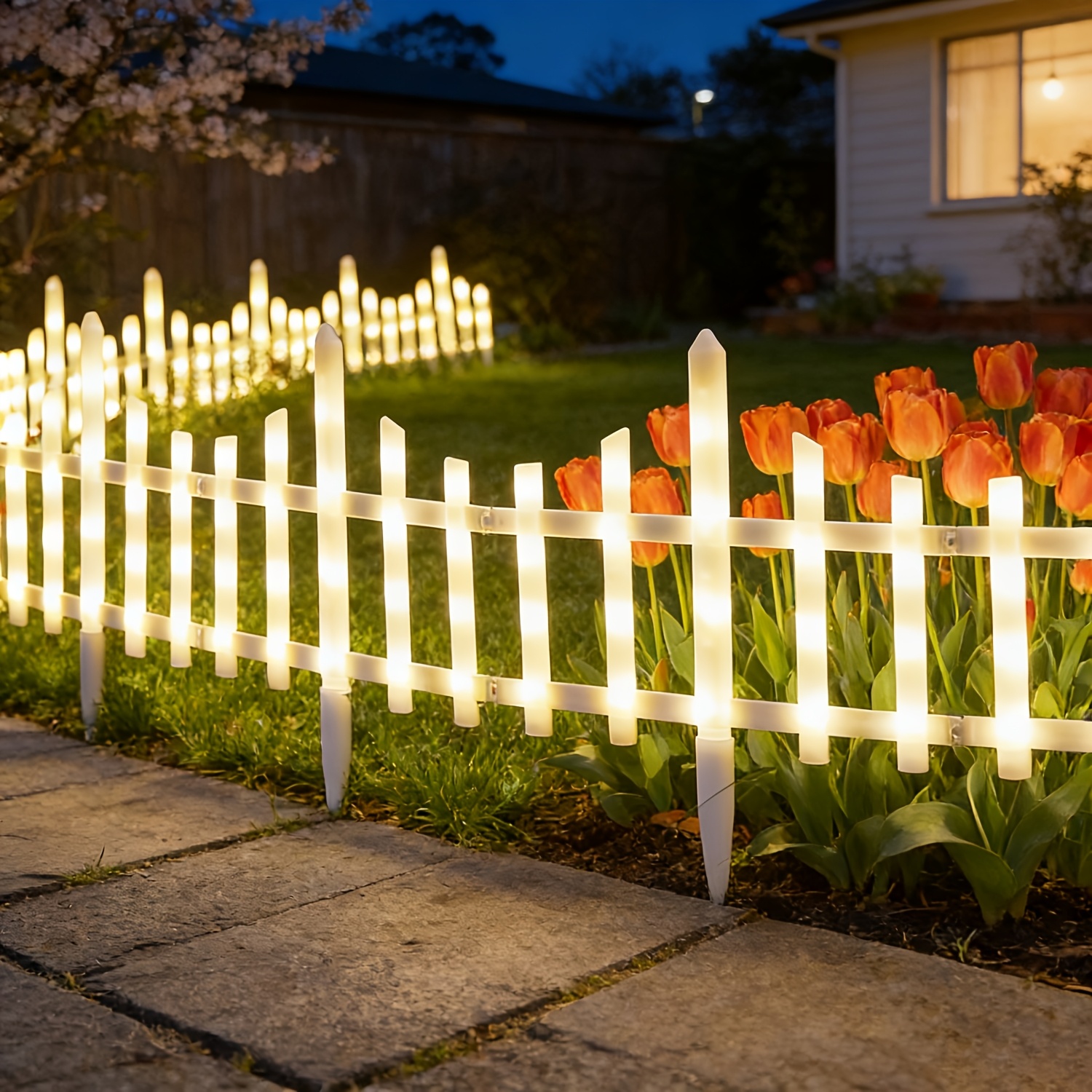TEMU 8-pack Solar Outdoor Courtyard Fence Lights, Solar Outdoor Lights, In Multiple Panels, 18 Flashing Light , Perfect Gift For Spring Festival, New